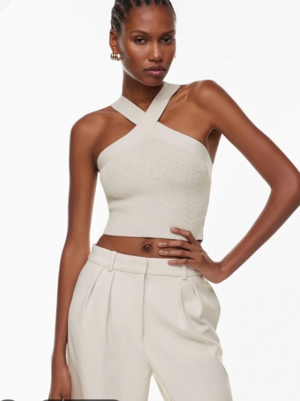 Aritzia Babaton Sculpt Knit Criss Cross Cropped Tank